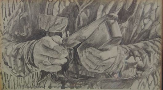 "Daddy's Hands" 1990 - pencil - Lisa Brunetti